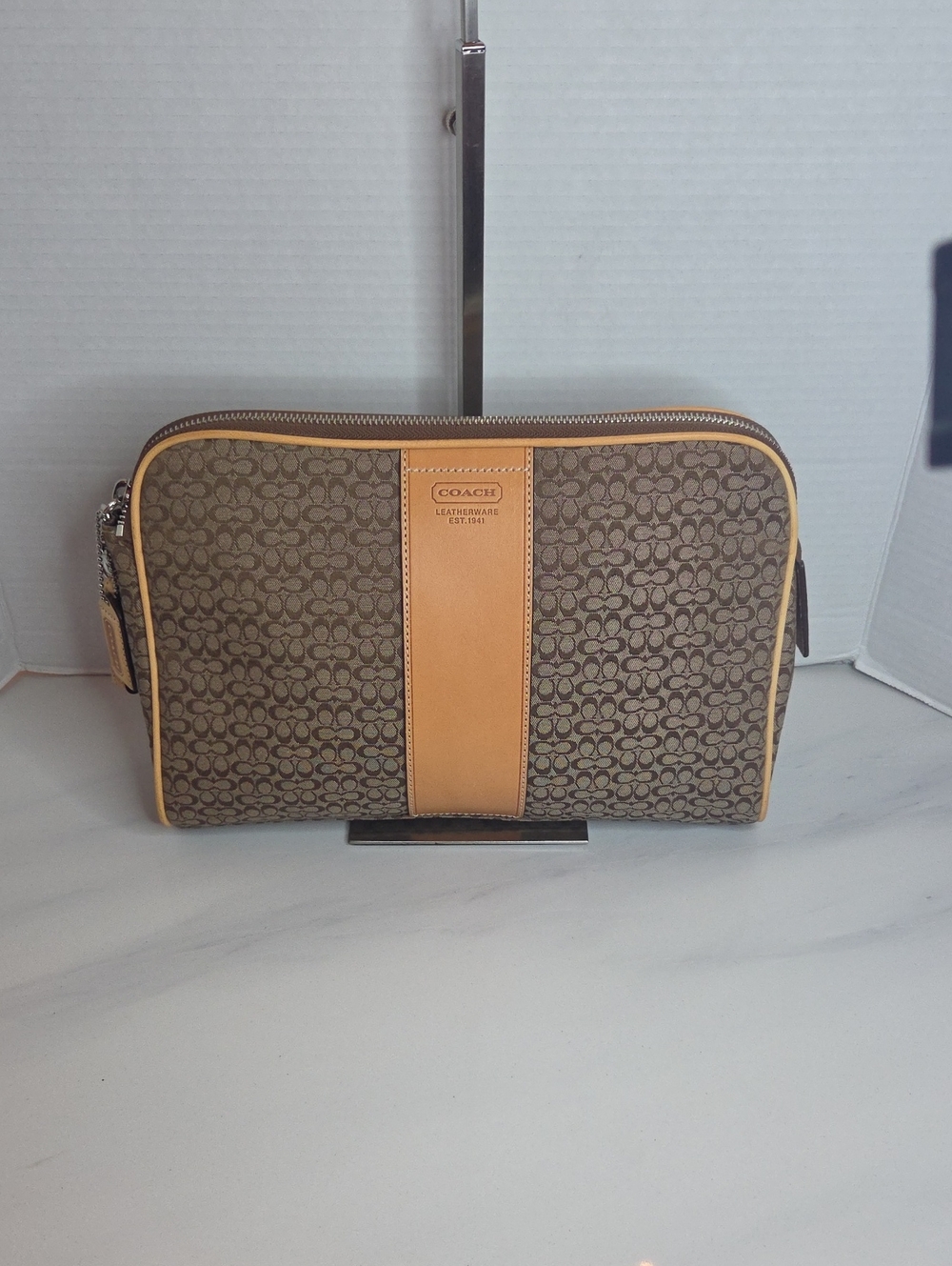 Coach Brown Signature Canvas Leather Pouch - Style F05094